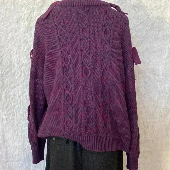 PROJECT NAADAM Cotton Blend Chunky Knit Tie Sleeves Pullover Sweater Top - Picture 7 of 11